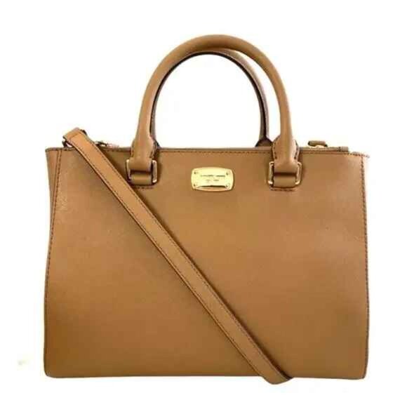 Michael Kors Kellen Medium Leather Satchel Brown - NWT - Picture 4 of 15